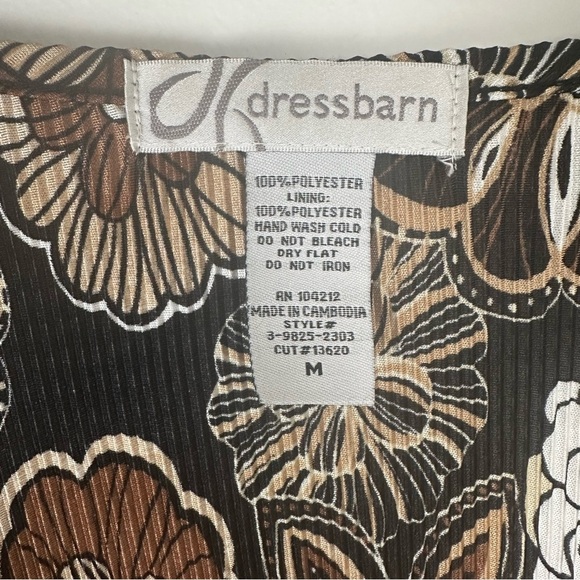 Dress Barn Top Size Medium Brown Y2K Babydoll Hippie Asymmetrical Floral - Picture 6 of 7